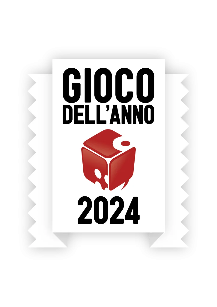 Il logo ufficiale del Gioco dell'Anno 2024, premio che premia il miglior gioco da tavolo edito in Italia nell'anno precedente, di cui sono aperte le iscrizioni 